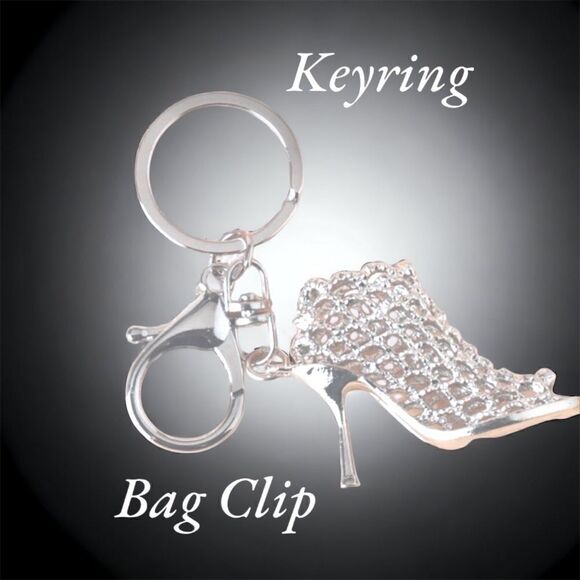 High-Heel Bag charm/Key Ring l Silver l New - Picture 3 of 6